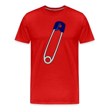 Safety pin - Men's Premium Organic T-Shirt - red - Front - Damien (186cm)