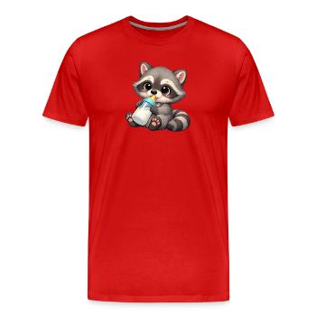 Baby Oskar mit Milchflasche - Männer Premium Bio T-Shirt - Rot - Vorne - Damien (186cm)