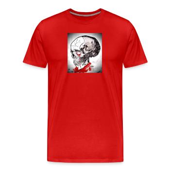 Croquis du Crâne Sanglant - T-shirt bio Premium Homme - rouge - Devant - Damien (186cm)