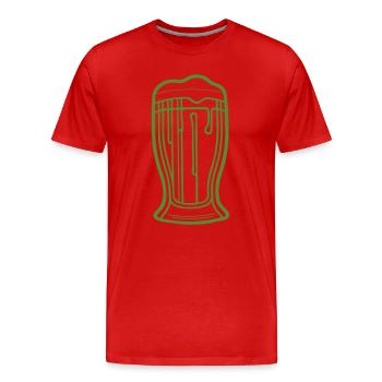Aperçu de la goutte de verre pour la bière verte - T-shirt bio Premium Homme - rouge - Devant - Damien (186cm)