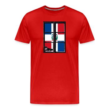 Drapeau de la République dominicaine Drapeau Dom Rep Voyage - T-shirt bio Premium Homme - rouge - Devant - Damien (186cm)