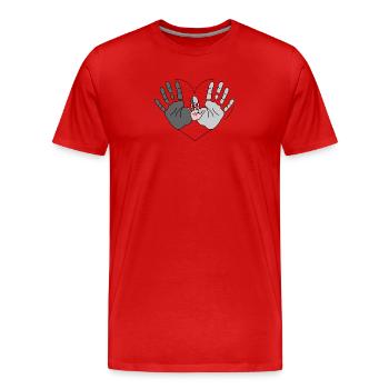Les mains dans le cœur de la famille | Amour et cohésion - T-shirt bio Premium Homme - rouge - Devant - Damien (186cm)