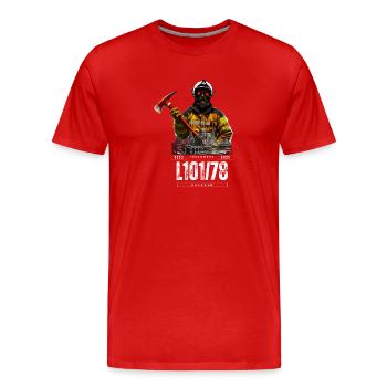 Motiv (einseitig) Version Dresden - Männer Premium Bio T-Shirt - Rot - Vorne - Damien (186cm)