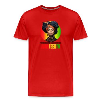 Me souvenir de mes ancêtres JUNETEENTH - T-shirt bio Premium Homme - rouge - Devant - Damien (186cm)