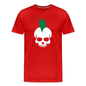 Tête de mort punk - T-shirt bio Premium Homme - rouge - Devant - Damien (186cm)