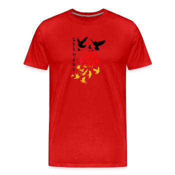 tauben,taube,vögel,vogelschwarm,deutschland - Männer Premium Bio T-Shirt - Rot - Vorne - Damien (186cm)