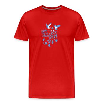 tauben,vögel,vogelschwarm,Free Uyghur,uiguren - Männer Premium Bio T-Shirt - Rot - Vorne - Damien (186cm)