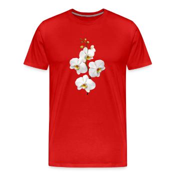 Orchids - Men's Premium Organic T-Shirt - red - Front - Damien (186cm)