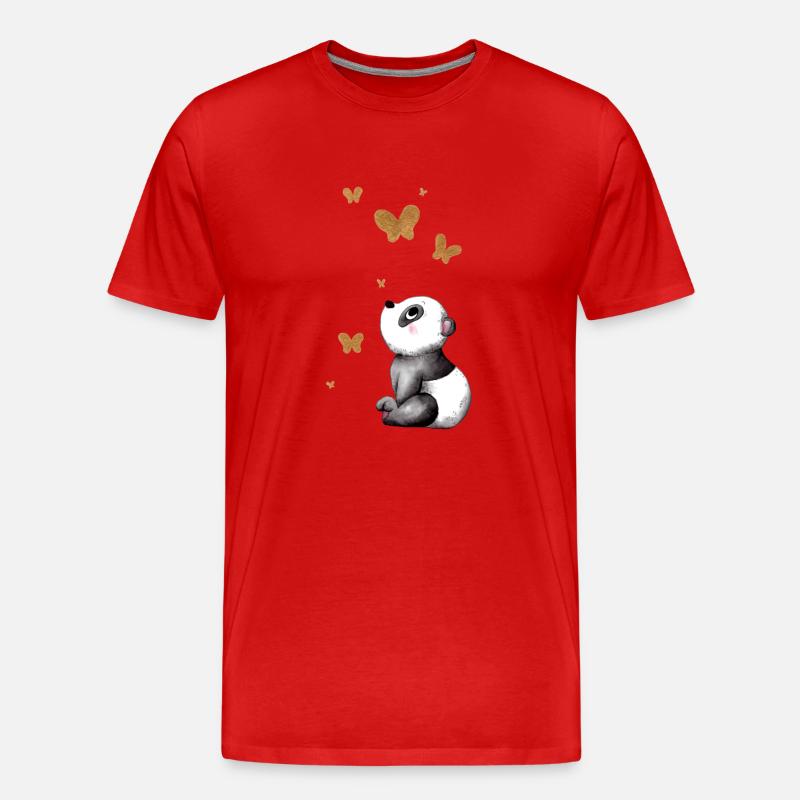 Träumender Comic Panda - Männer Premium Bio T-Shirt - Rot
