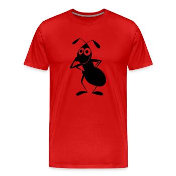 Ameise zieht Augenlied runter - Männer Premium Bio T-Shirt - Rot - Vorne - Damien (186cm)