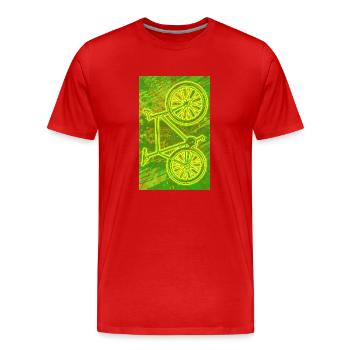 Vélo Pignon Fixe / NEON - T-shirt bio Premium Homme - rouge - Devant - Damien (186cm)