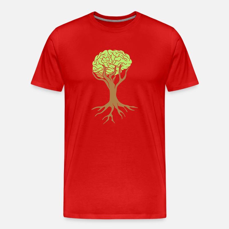 Gehirn Baum Design - Männer Premium Bio T-Shirt - Rot