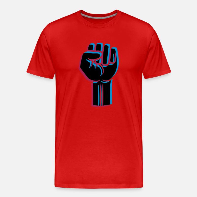 Rebellen Faust 3D - Männer Premium Bio T-Shirt - Rot
