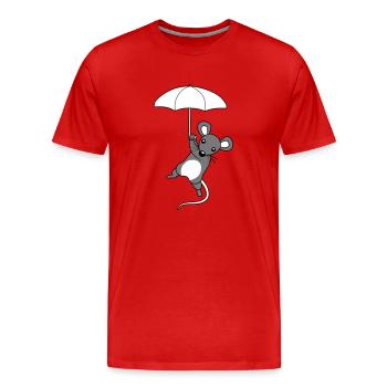 Cute Flying Mouse - Men's Premium Organic T-Shirt - red - Front - Damien (186cm)