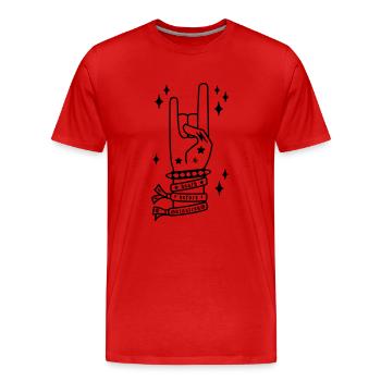 Death Before Mainstream - geste de la main heavy metal - T-shirt bio Premium Homme - rouge - Devant - Damien (186cm)