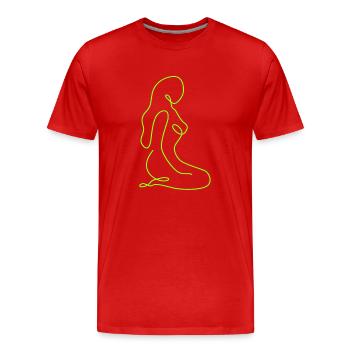 Dessin au trait silhouette féminine Visages féminins visage - T-shirt bio Premium Homme - rouge - Devant - Damien (186cm)
