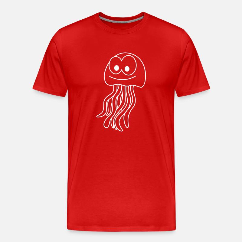 Qualle Comic Tier - Männer Premium Bio T-Shirt - Rot