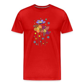 Blumen - Männer Premium Bio T-Shirt - Rot - Vorne - Damien (186cm)