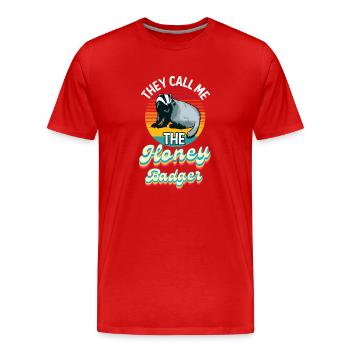 Sie nennen mich den Honigdachs - Männer Premium Bio T-Shirt - Rot - Vorne - Damien (186cm)