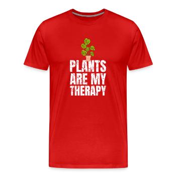 Les plantes sont ma thérapie Jardinage - T-shirt bio Premium Homme - rouge - Devant - Damien (186cm)
