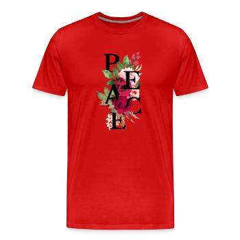 Peace flowers - T-shirt bio Premium Homme - rouge - Devant - Damien (186cm)