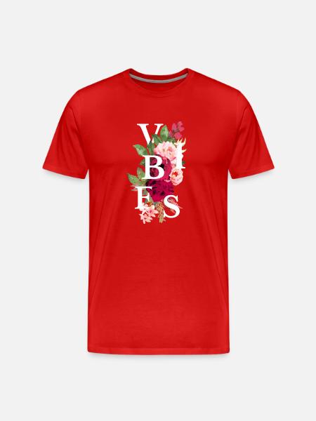 Vibes Blumen - Männer Premium Bio T-Shirt - Rot