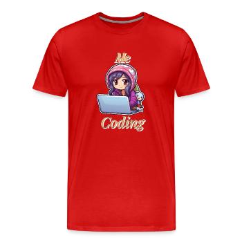 Coding Cutie: Anime Girl - Männer Premium Bio T-Shirt - Rot - Vorne - Damien (186cm)