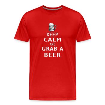 Keep calm and grab a Beer - Men's Premium Organic T-Shirt - red - Front - Damien (186cm)