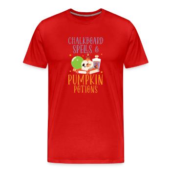 Chalkboard Magic & Pumpkin Potions Halloween - Men's Premium Organic T-Shirt - red - Front - Damien (186cm)