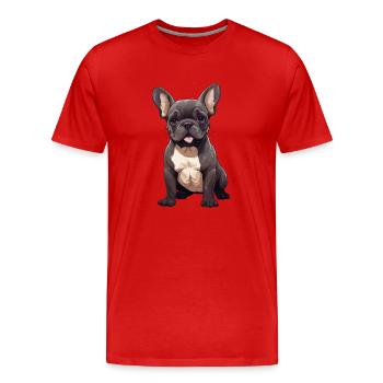 Illustration anglais/français Bulldog - T-shirt bio Premium Homme - rouge - Devant - Damien (186cm)