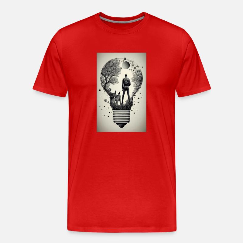 Mann in einer Glühbirne - Männer Premium Bio T-Shirt - Rot