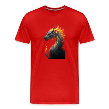 Tête de dragon avec du feu - T-shirt bio Premium Homme - rouge - Devant - Damien (186cm)