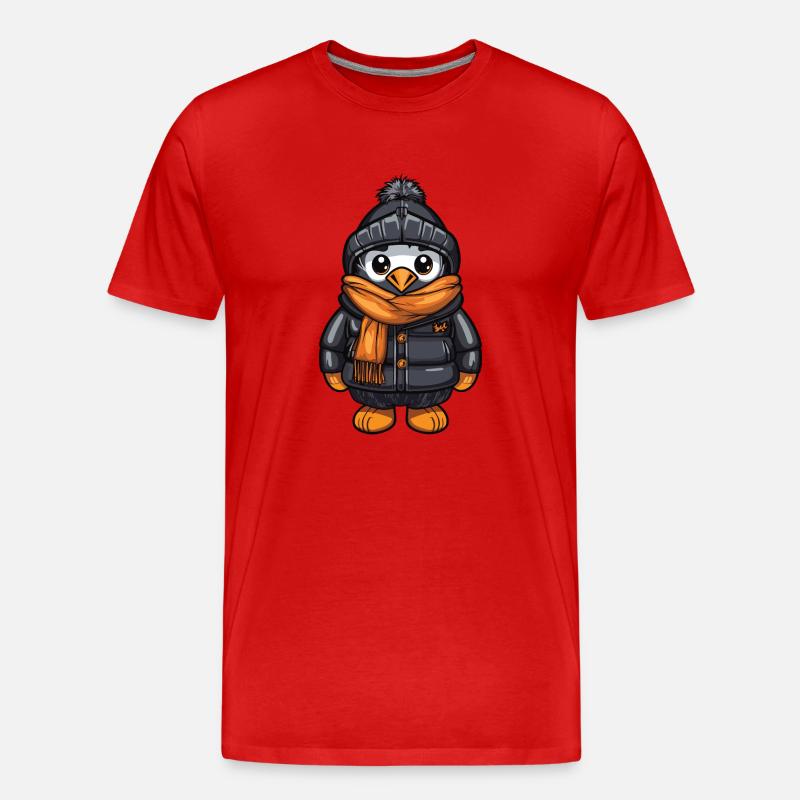 Pinguin Comic Niedlich Winter - Männer Premium Bio T-Shirt - Rot