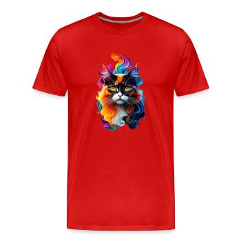 Chats Chat Coloré Tête de chat Catlovers - T-shirt bio Premium Homme - rouge - Devant - Damien (186cm)