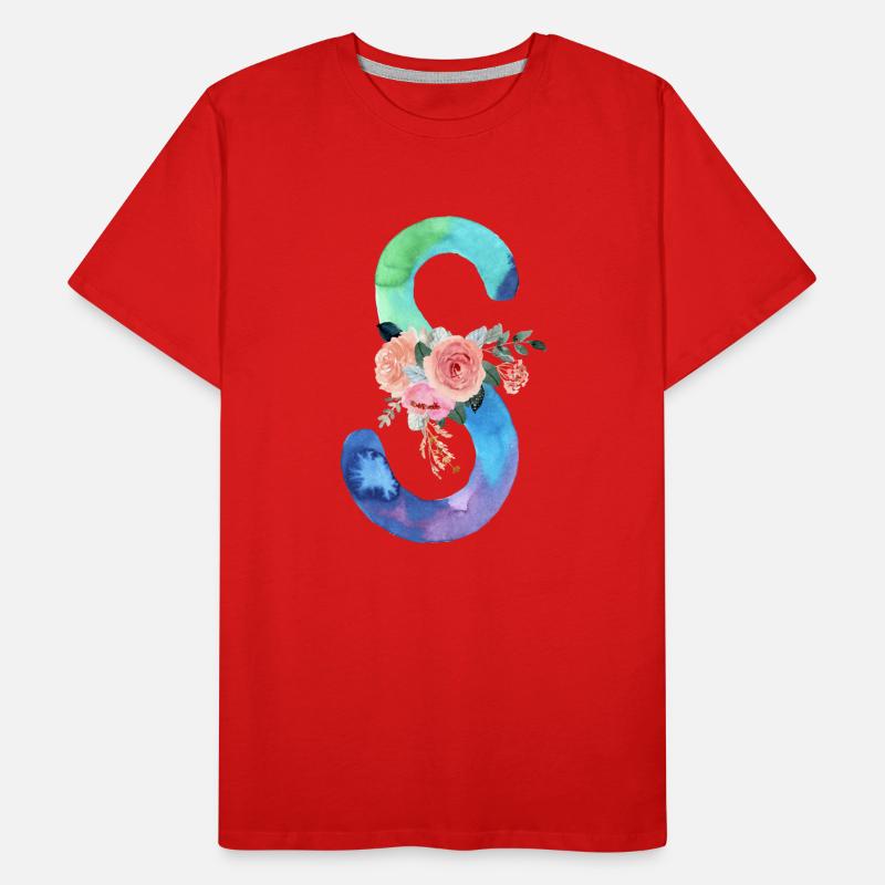 Lettre S watercolor T-shirt bio Premium Homme