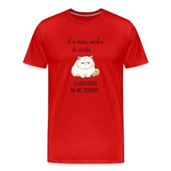 J’ai beau perdre poids il continue de me trouver - T-shirt bio Premium Homme - rouge - Devant - Damien (186cm)