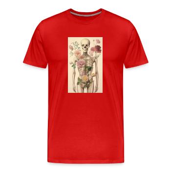 Beau squelette d’os - T-shirt bio Premium Homme - rouge - Devant - Damien (186cm)