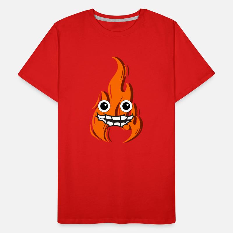 Feu avec visage qui est content T-shirt bio Premium Homme