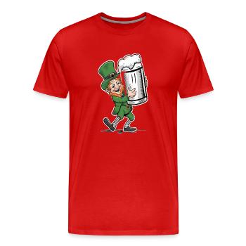 Lutin amateur de bière (lutin irlandais) - T-shirt bio Premium Homme - rouge - Devant - Damien (186cm)
