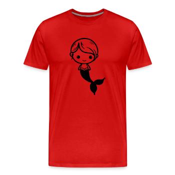 Sirène - T-shirt bio Premium Homme - rouge - Devant - Damien (186cm)