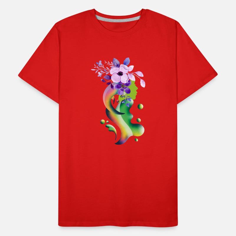 Ein Mädchen mit Blumen Schwebendes Mädchen Männer Premium Bio T-Shirt
