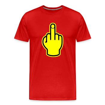 Middle Finger Hand Provocative - Men's Premium Organic T-Shirt - red - Front - Damien (186cm)