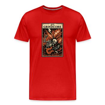 Grindcore Tarot Card – Explosive Skeleton Shred - Men's Premium Organic T-Shirt - red - Front - Damien (186cm)