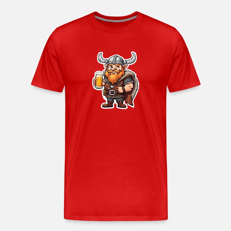Fröhlicher Wikinger mit Bier - Männer Premium Bio T-Shirt - Rot