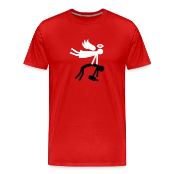 Schutzengel - Besoffen - Männer Premium Bio T-Shirt - Rot - Vorne - Damien (186cm)