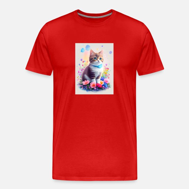 Süßes Kätzchen - Männer Premium Bio T-Shirt - Rot