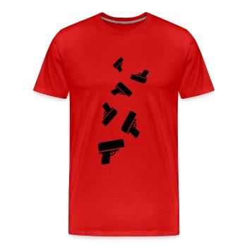 Pluie d’argent d’armes à feu - T-shirt bio Premium Homme - rouge - Devant - Damien (186cm)