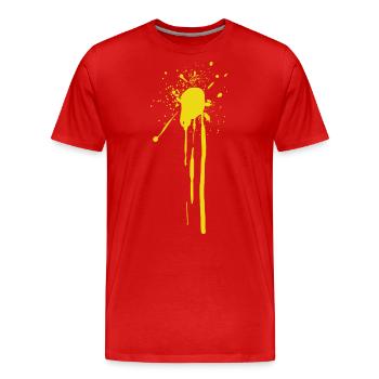 Fleck / Sprühfleck GELB - Männer Premium Bio T-Shirt - Rot - Vorne - Damien (186cm)