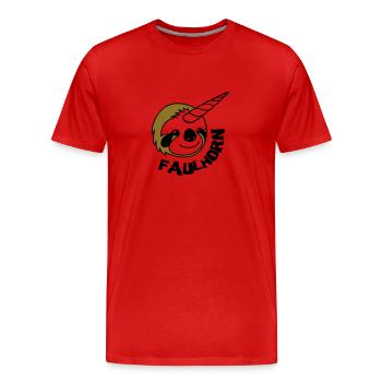 Faulhorn Faultier Satire - Männer Premium Bio T-Shirt - Rot - Vorne - Damien (186cm)
