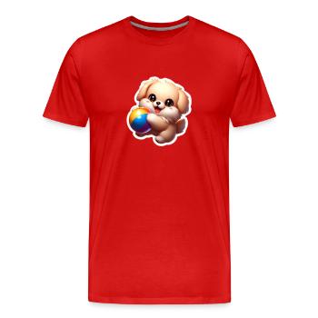 Puppy playing - Männer Premium Bio T-Shirt - Rot - Vorne - Damien (186cm)